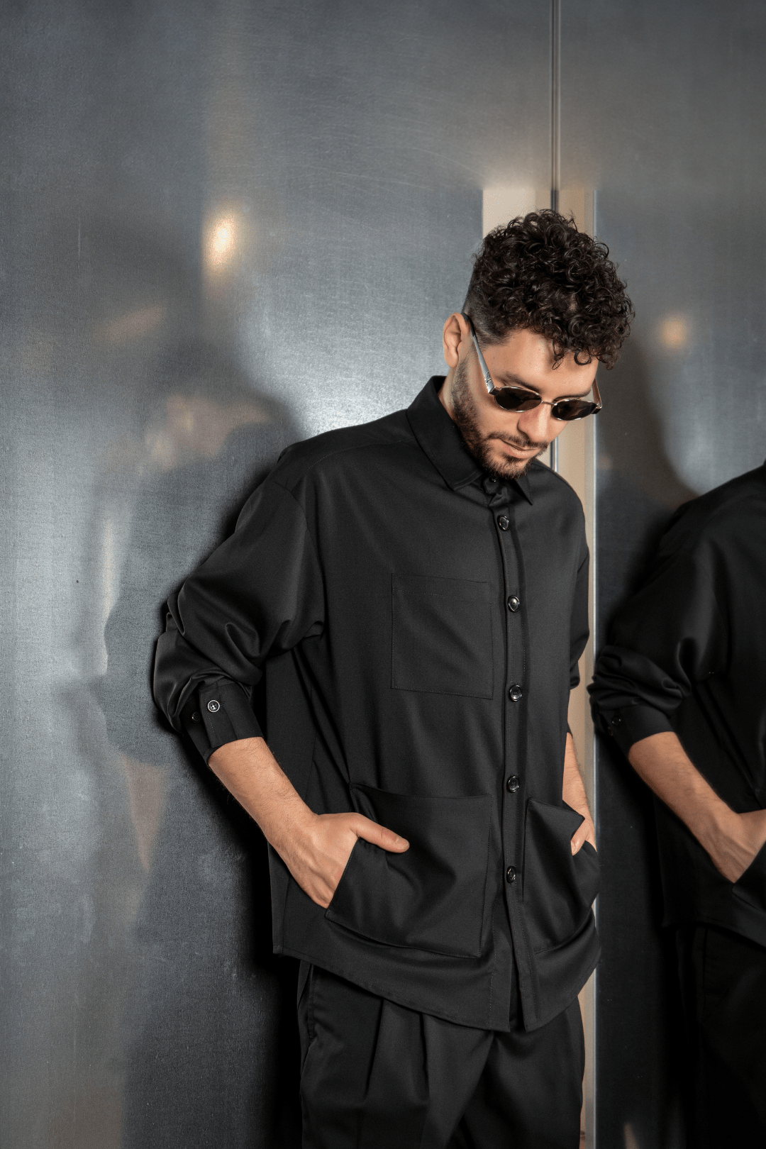 Tobhias wool shirt | Black - Giuliano Galiano | Handcrafted Luxury Sneakers Made In Italy