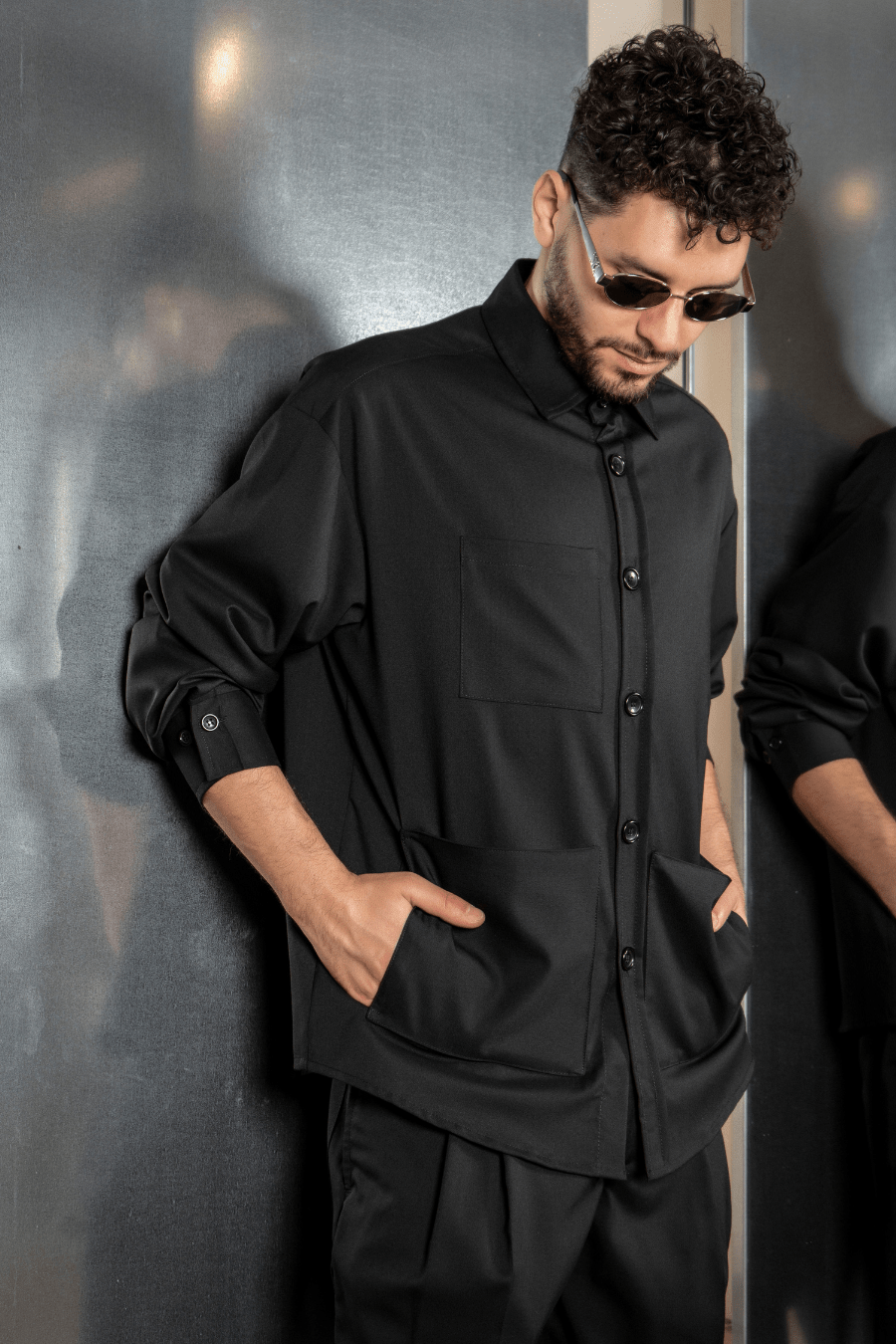 Tobhias wool shirt | Black - Giuliano Galiano | Handcrafted Luxury Sneakers Made In Italy