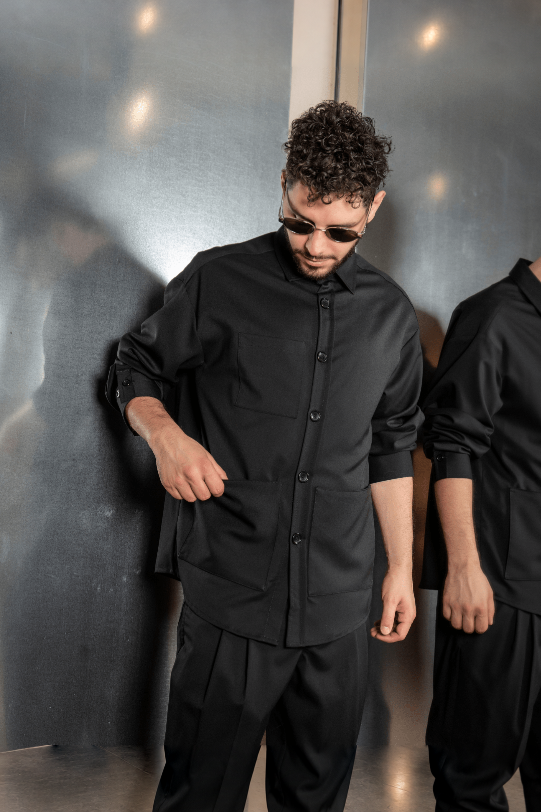 Tobhias wool shirt | Black - Giuliano Galiano | Handcrafted Luxury Sneakers Made In Italy