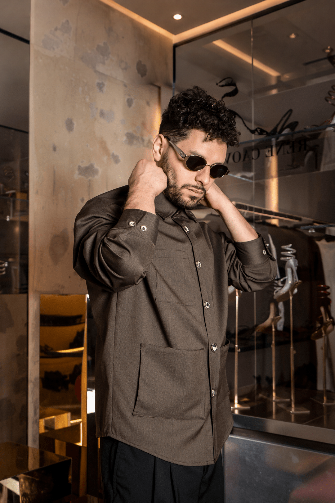 Tobhias wool shirt | Bronze - Giuliano Galiano | Handcrafted Luxury Sneakers Made In Italy