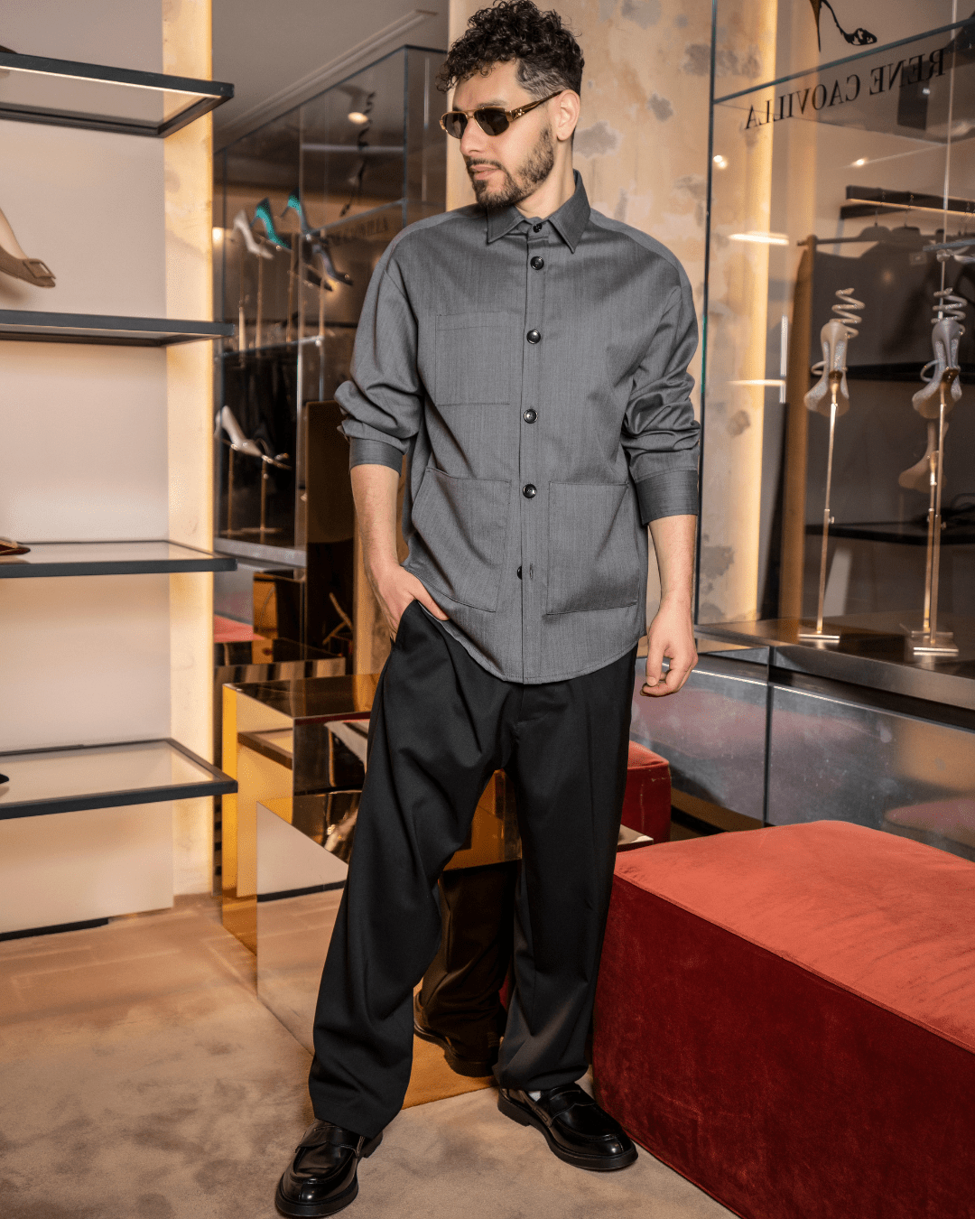 Tobhias wool shirt | Grey - Giuliano Galiano | Handcrafted Luxury Sneakers Made In Italy