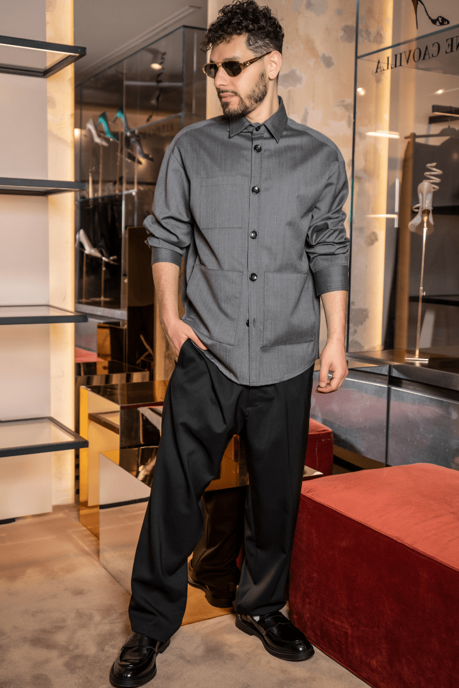 Tobhias wool shirt | Grey - Giuliano Galiano | Handcrafted Luxury Sneakers Made In Italy