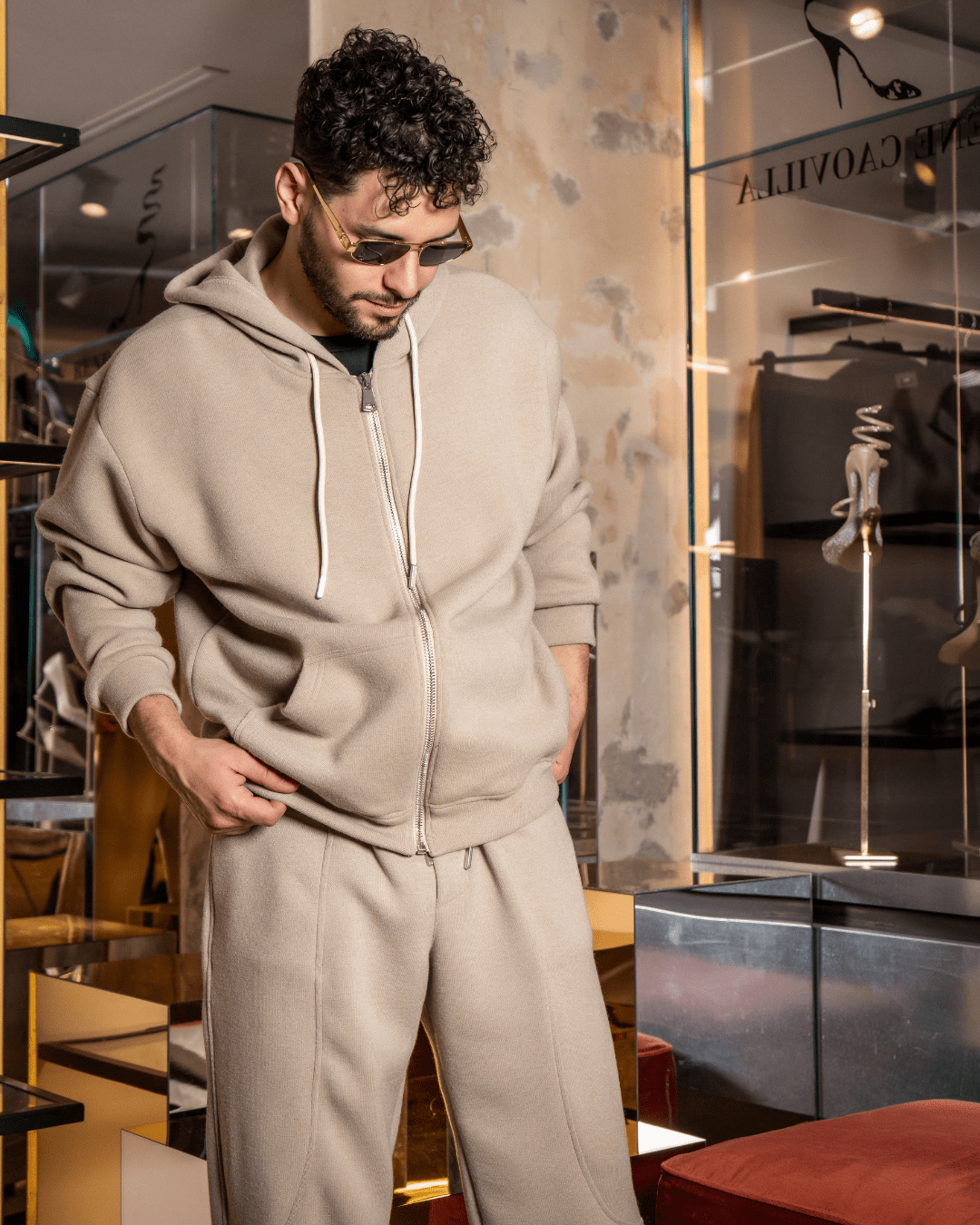 Zip - up | Sweatshirt | Beige - Giuliano Galiano | Handcrafted Luxury Sneakers Made In Italy