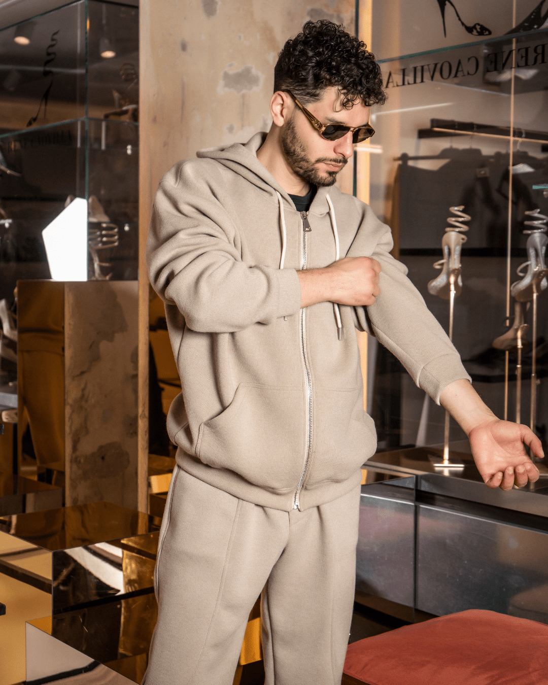 Zip - up | Sweatshirt | Beige - Giuliano Galiano | Handcrafted Luxury Sneakers Made In Italy