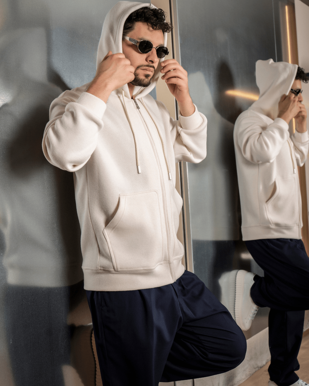 Zip - up | Sweatshirt | Cream - Giuliano Galiano | Handcrafted Luxury Sneakers Made In Italy