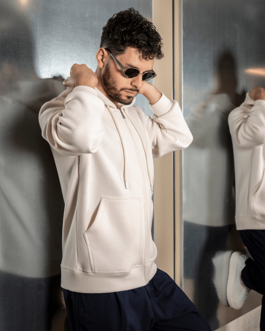 Zip - up | Sweatshirt | Cream - Giuliano Galiano | Handcrafted Luxury Sneakers Made In Italy