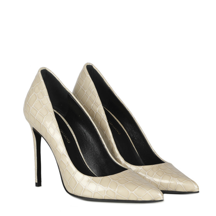 Gemma | Beige | Croc-Stil