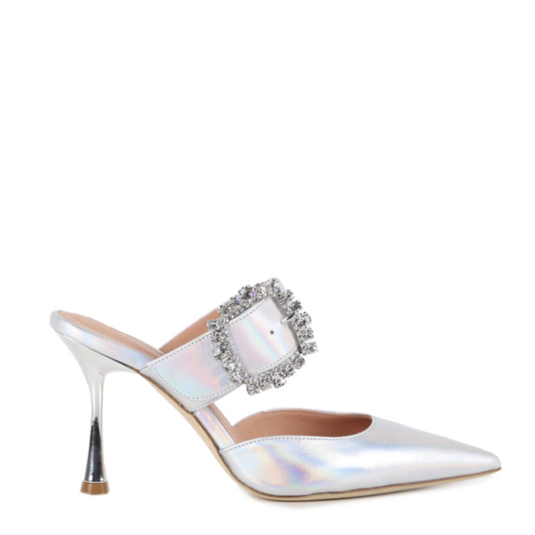 Pantoletten Alena | Pelle | Planet Silber