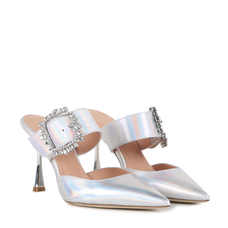 Pantoletten Alena | Pelle | Planet Silber