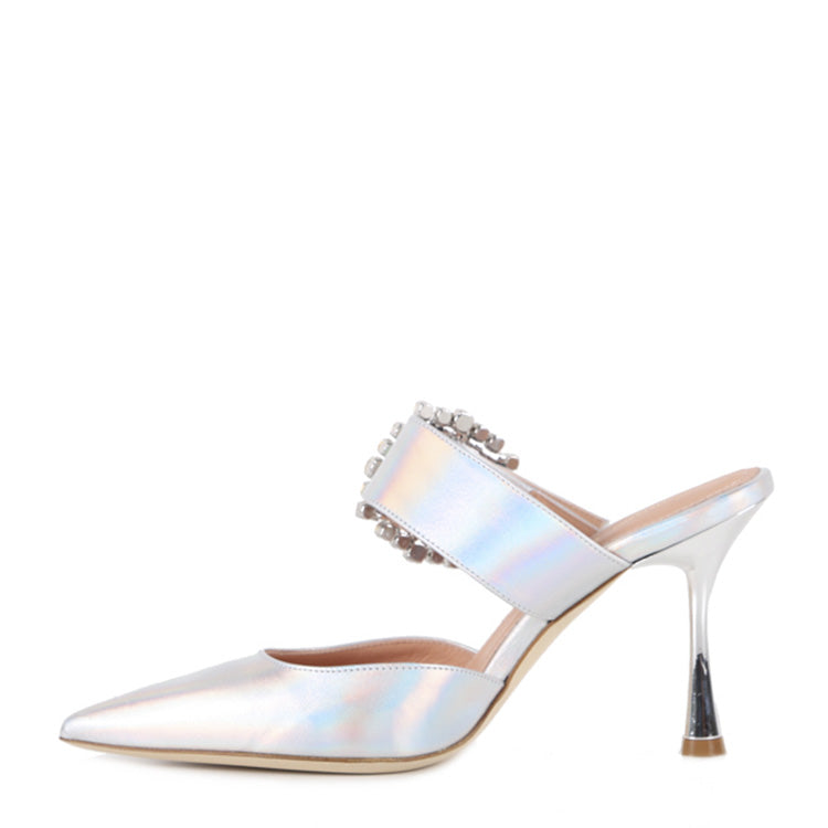 Pantoletten Alena | Pelle | Planet Silber