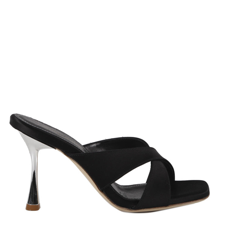 Edina Sandalen | Satin | Schwarz
