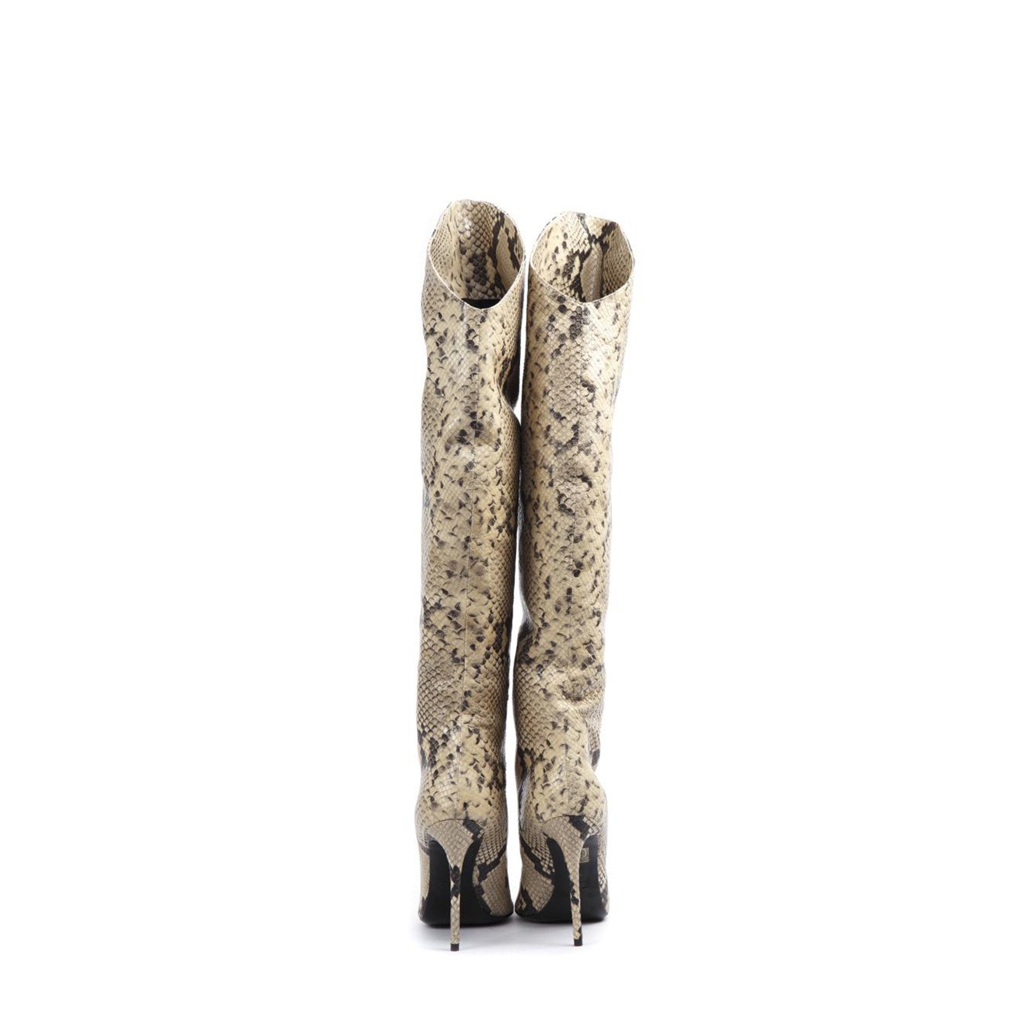 Stivali Elise | Beige | Pelle Stampa Pitone