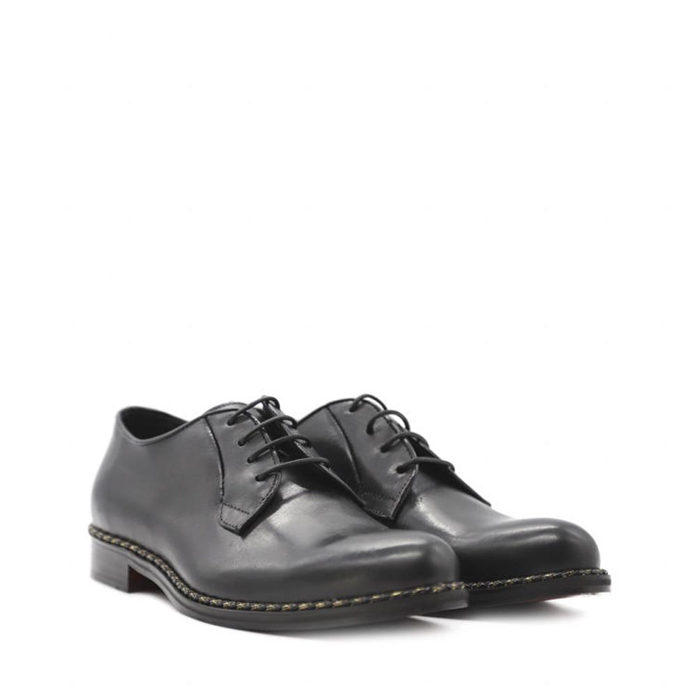 Lace up | Smooth Black Leather