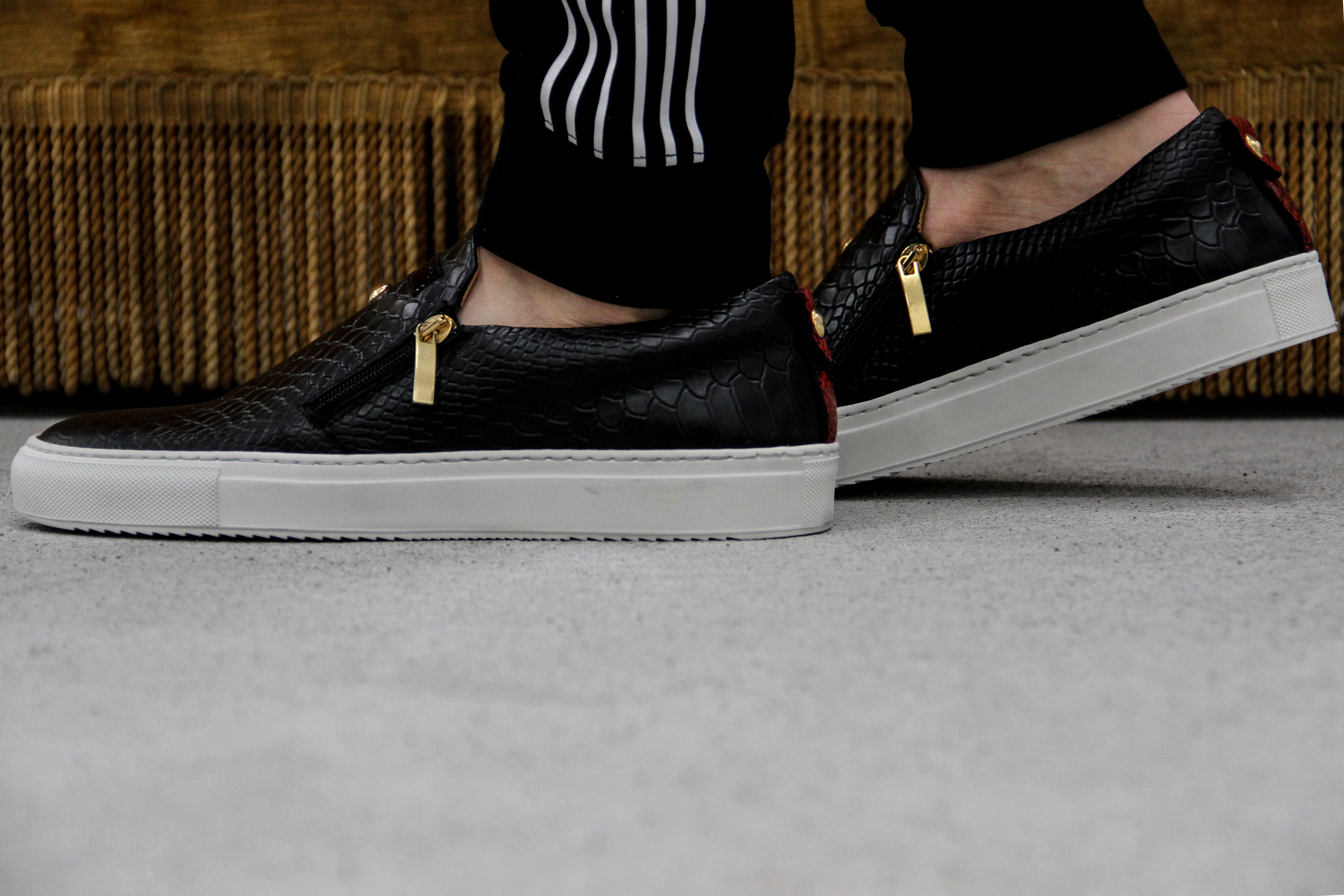 Slip-On Negru | Roșu | Piton