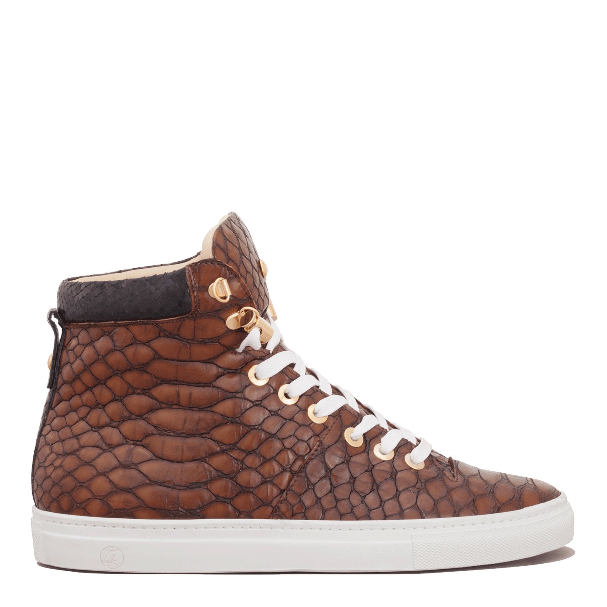 Gucci Brown Guccissima Leather Web Detail High Top Sneakers Size 40