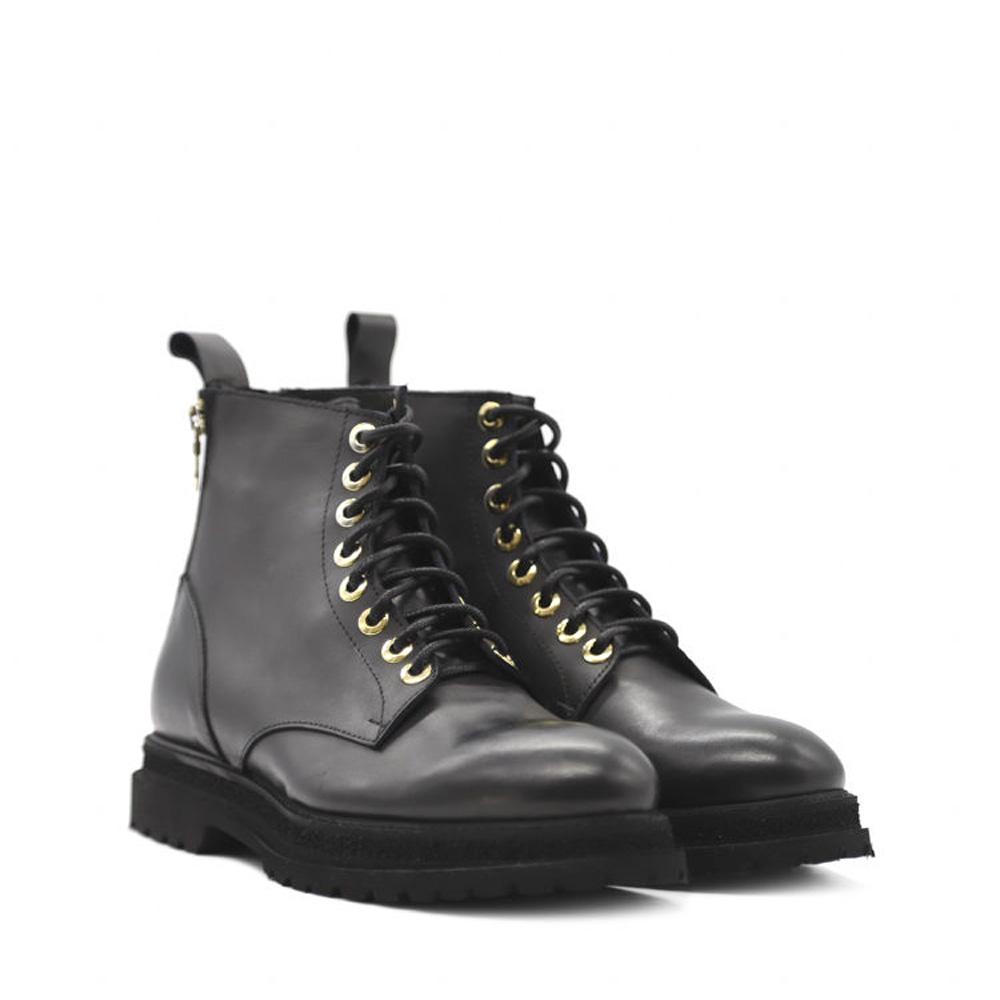 Bottes de la cheville | Multi-zip | Cuir noir