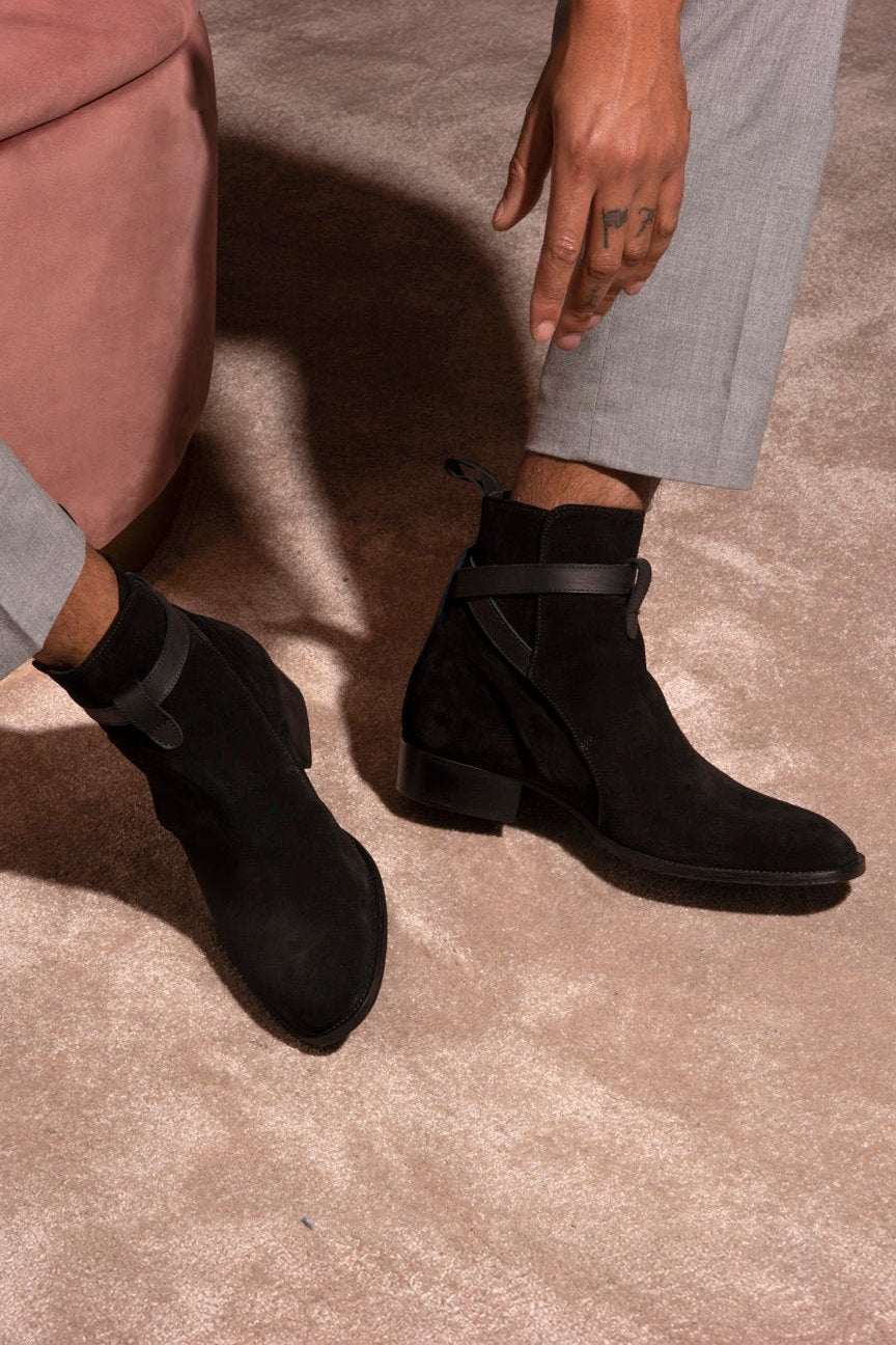 Ankle Boots | Black Suede Leather - Giuliano Galiano | Handcrafted Luxury Sneakers Made In Italy