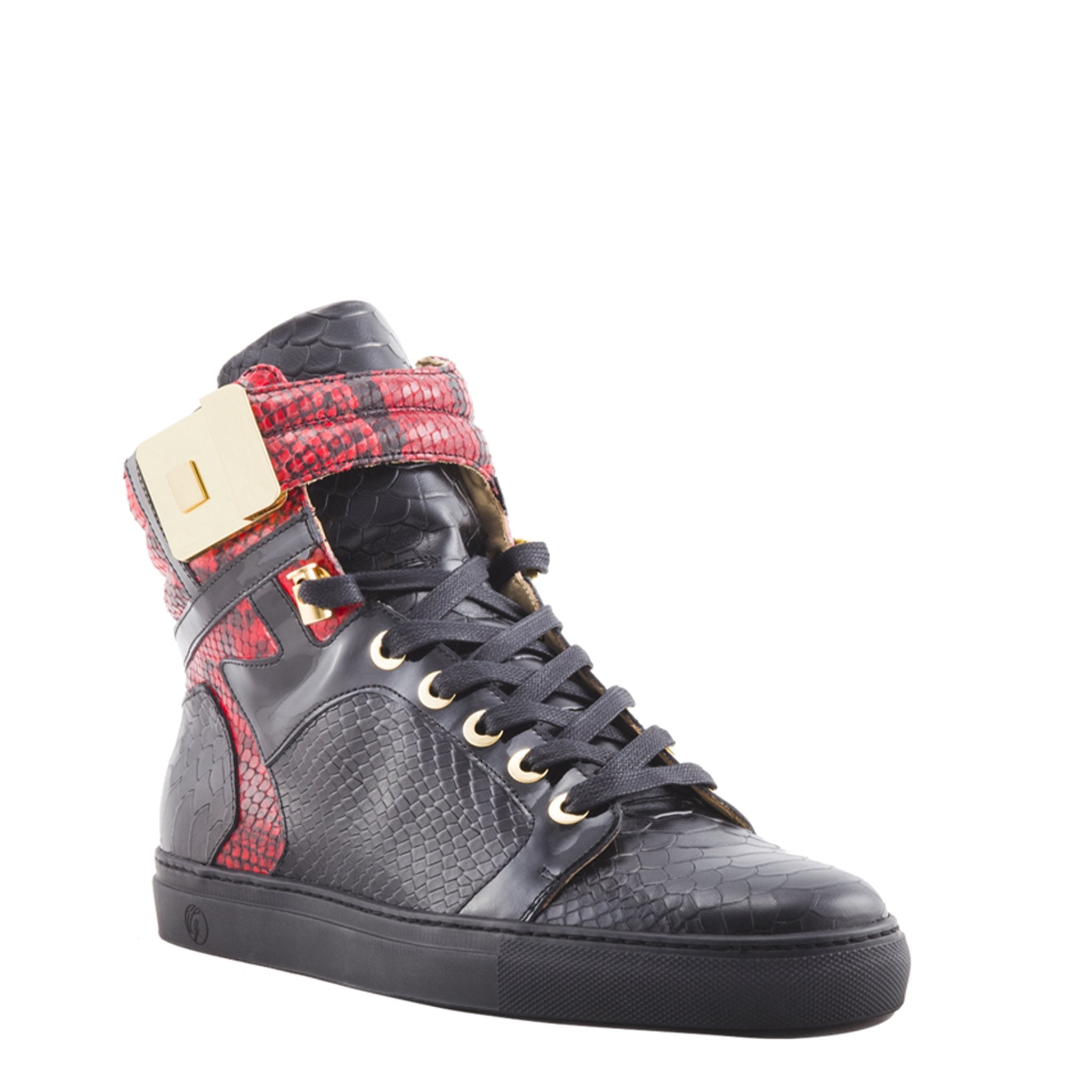 Black Soul Black | Red | Python | Limited Edition - Giuliano Galiano | Handcrafted Luxury Sneakers Made In Italy