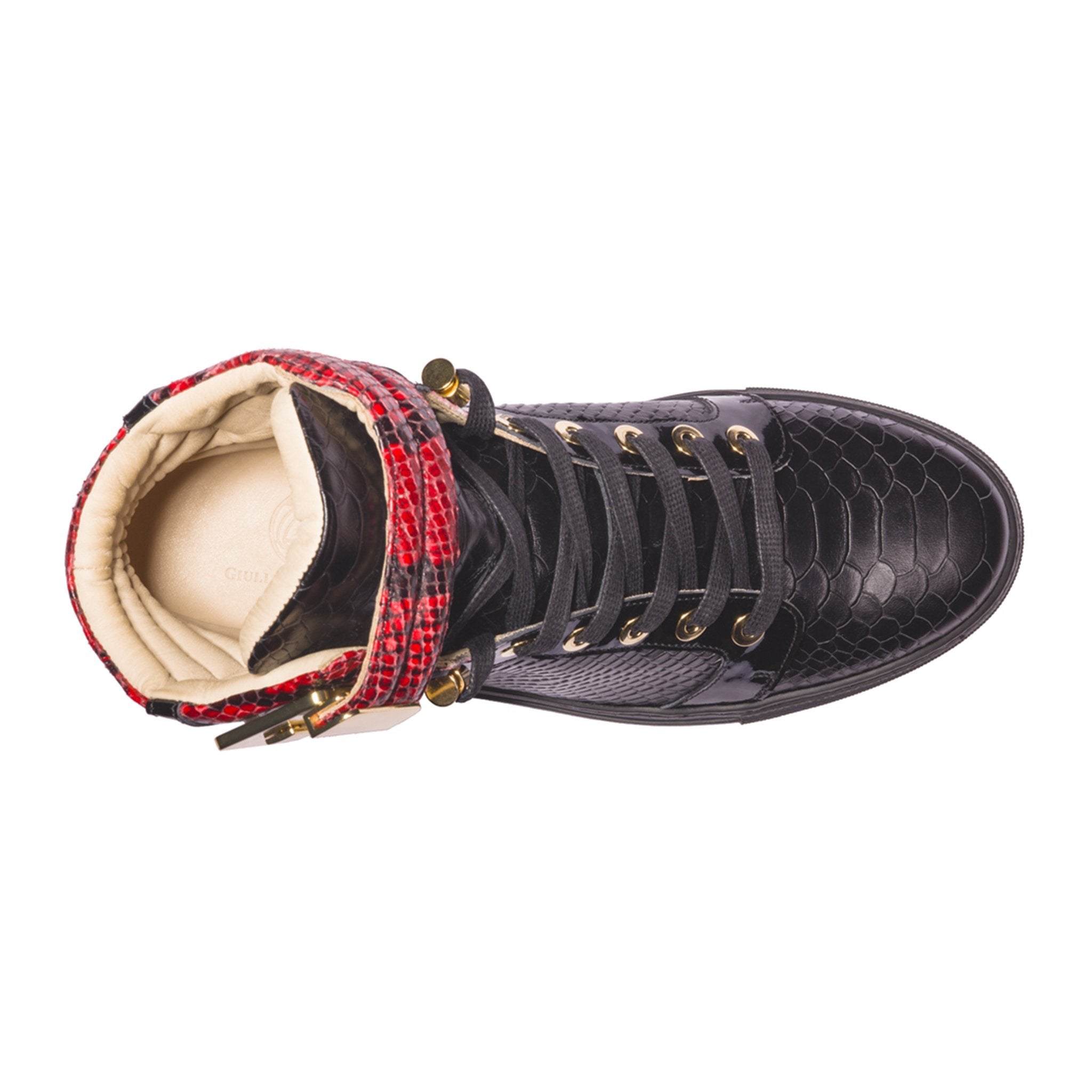 Black Soul Black | Red | Python | Limited Edition - Giuliano Galiano | Handcrafted Luxury Sneakers Made In Italy