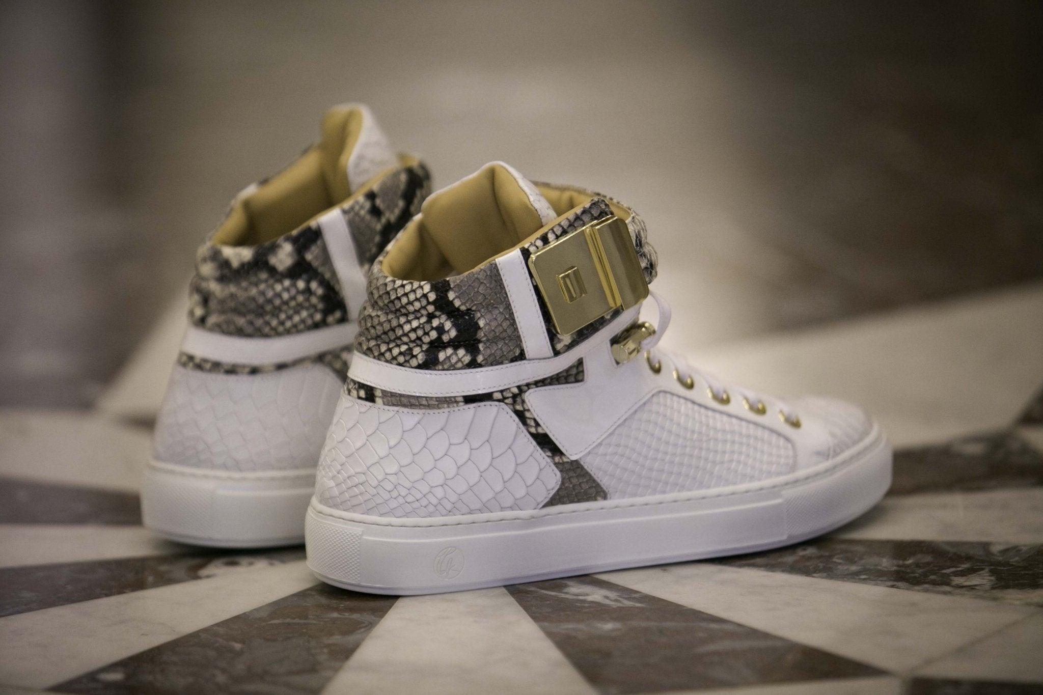 Black Soul II White | Grey | Python | Limited Edition - Giuliano Galiano | Handcrafted Luxury Sneakers Made In Italy