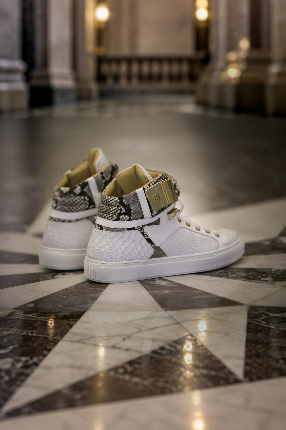 Black Soul II White | Grey | Python | Limited Edition - Giuliano Galiano | Handcrafted Luxury Sneakers Made In Italy