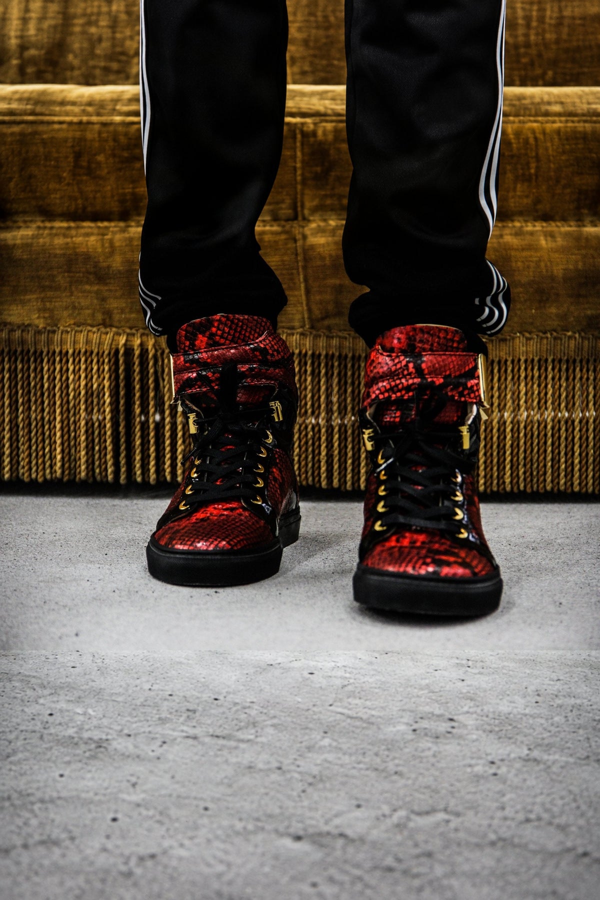 Black Soul Red | Black | Python Mat for NEYMAR | Limited Edition - Giuliano Galiano | Handcrafted Luxury Sneakers Made In Italy
