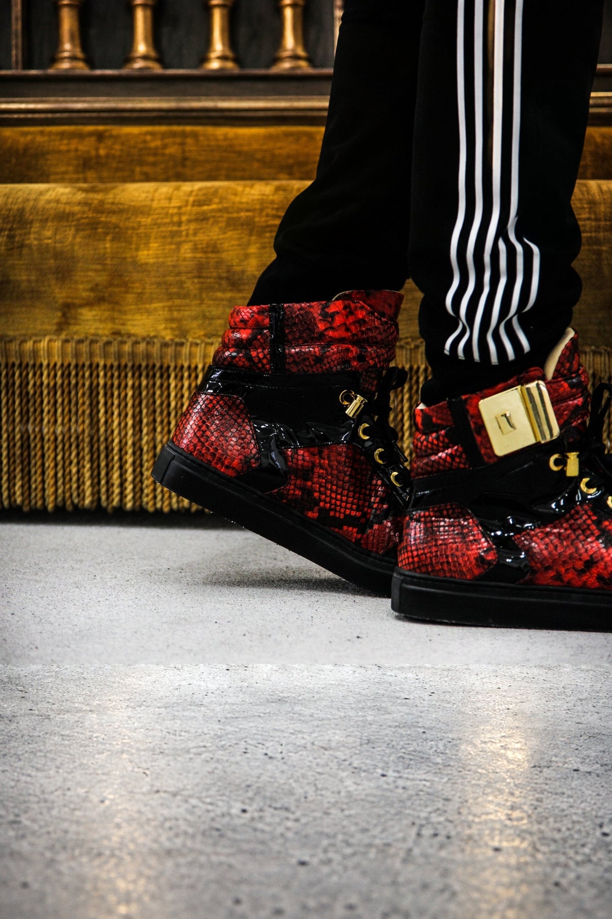 Black Soul Red | Black | Python Mat for NEYMAR | Limited Edition - Giuliano Galiano | Handcrafted Luxury Sneakers Made In Italy
