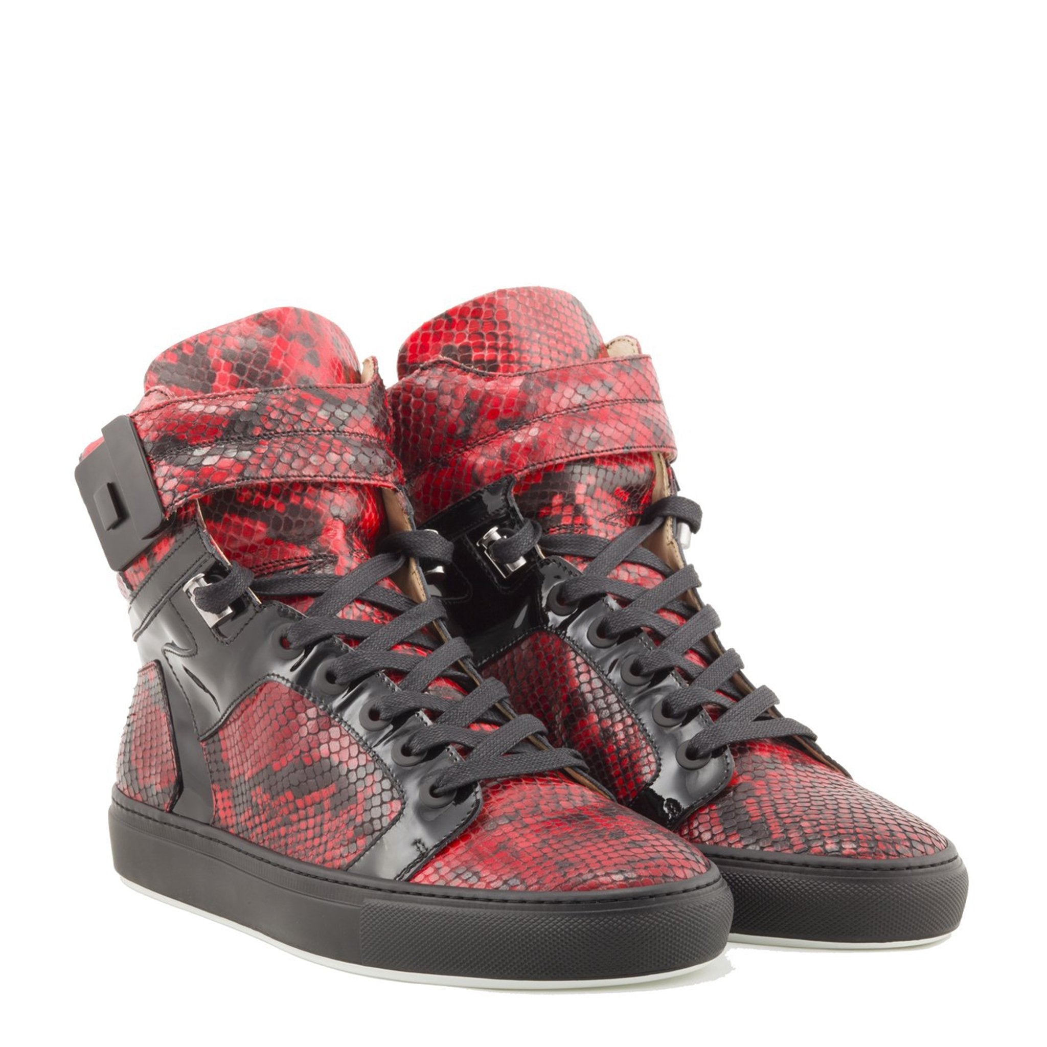 Black Soul Red | Black | Python Mat for NEYMAR | Limited Edition - Giuliano Galiano | Handcrafted Luxury Sneakers Made In Italy