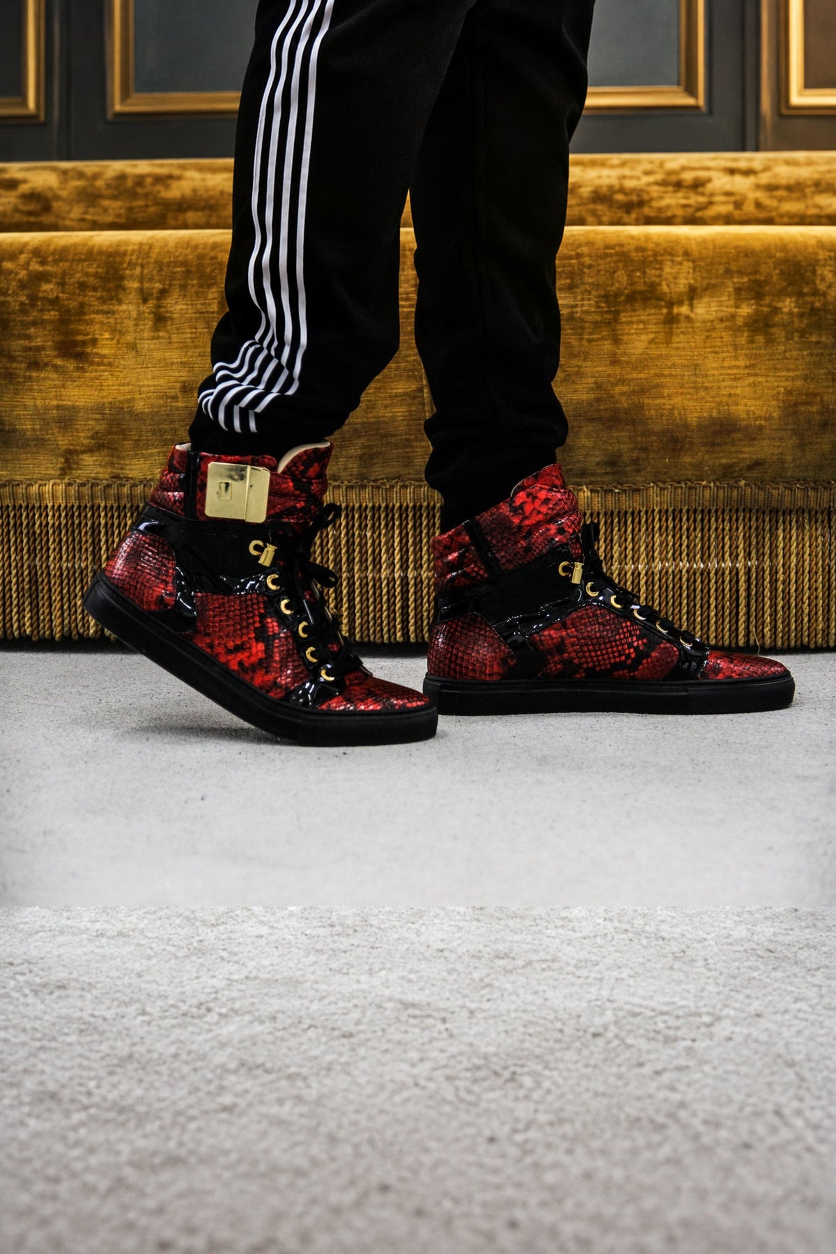 Black Soul Red | Black | Python Mat for NEYMAR | Limited Edition - Giuliano Galiano | Handcrafted Luxury Sneakers Made In Italy