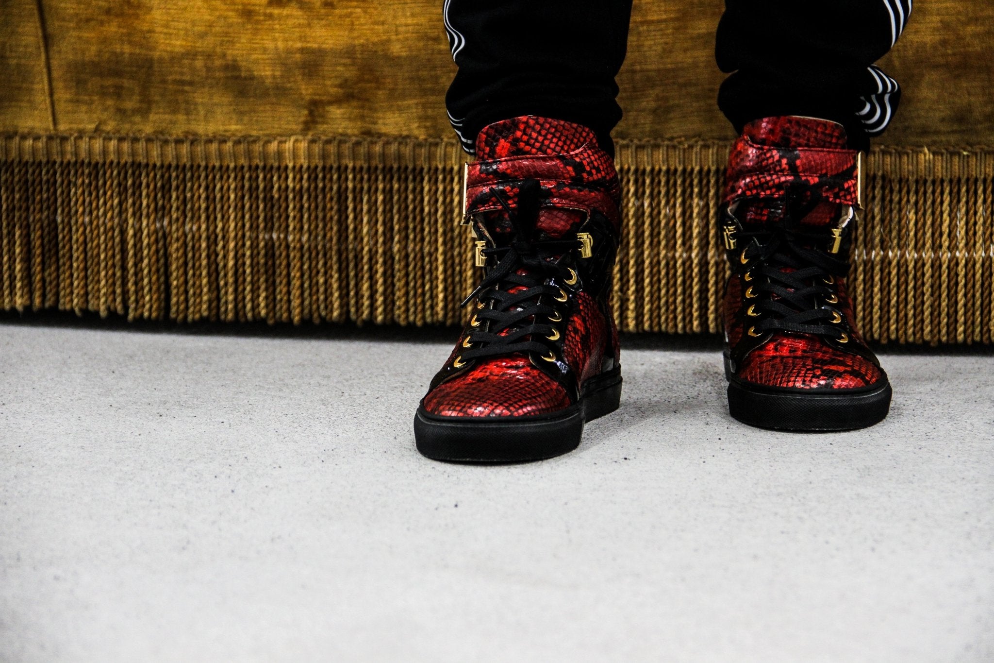 Black Soul Red | Black | Python Mat for NEYMAR | Limited Edition - Giuliano Galiano | Handcrafted Luxury Sneakers Made In Italy