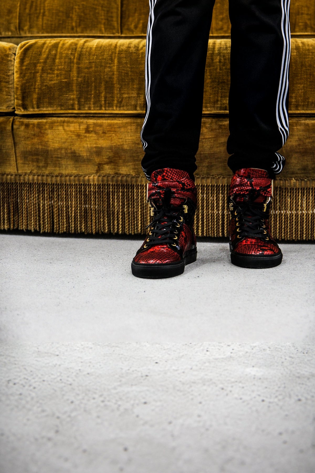 Black Soul Red | Black | Python Mat for NEYMAR | Limited Edition - Giuliano Galiano | Handcrafted Luxury Sneakers Made In Italy