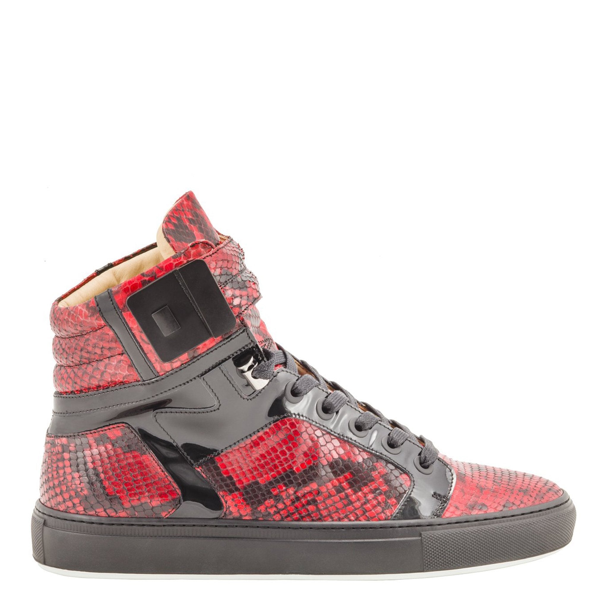 Black Soul Red | Black | Python Mat for NEYMAR | Limited Edition - Giuliano Galiano | Handcrafted Luxury Sneakers Made In Italy