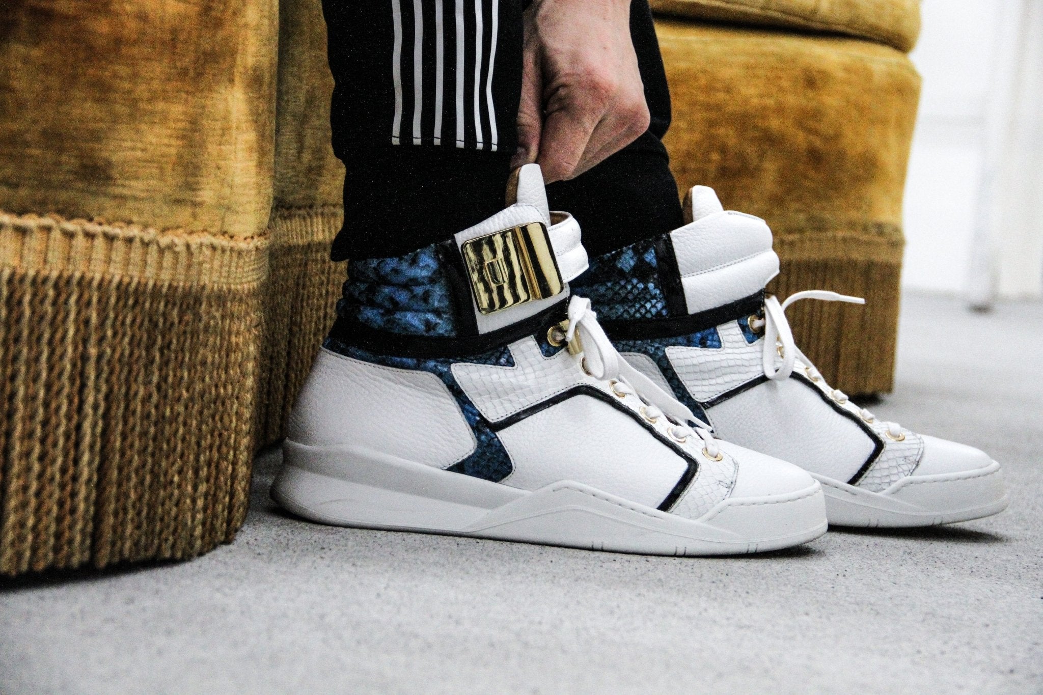 Black Soul White | Blue | Leather | Limited Edition - Giuliano Galiano | Handcrafted Luxury Sneakers Made In Italy