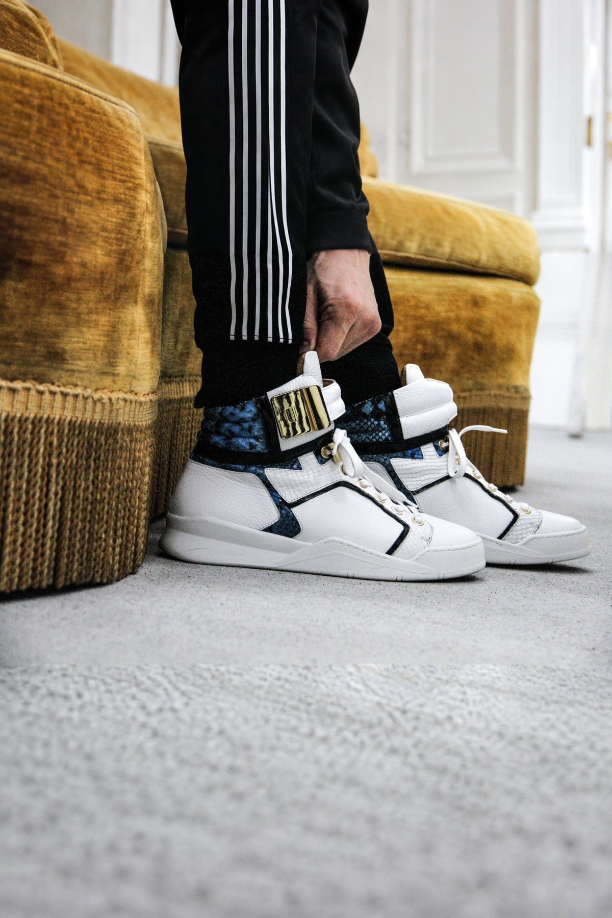 Black Soul White | Blue | Leather | Limited Edition - Giuliano Galiano | Handcrafted Luxury Sneakers Made In Italy