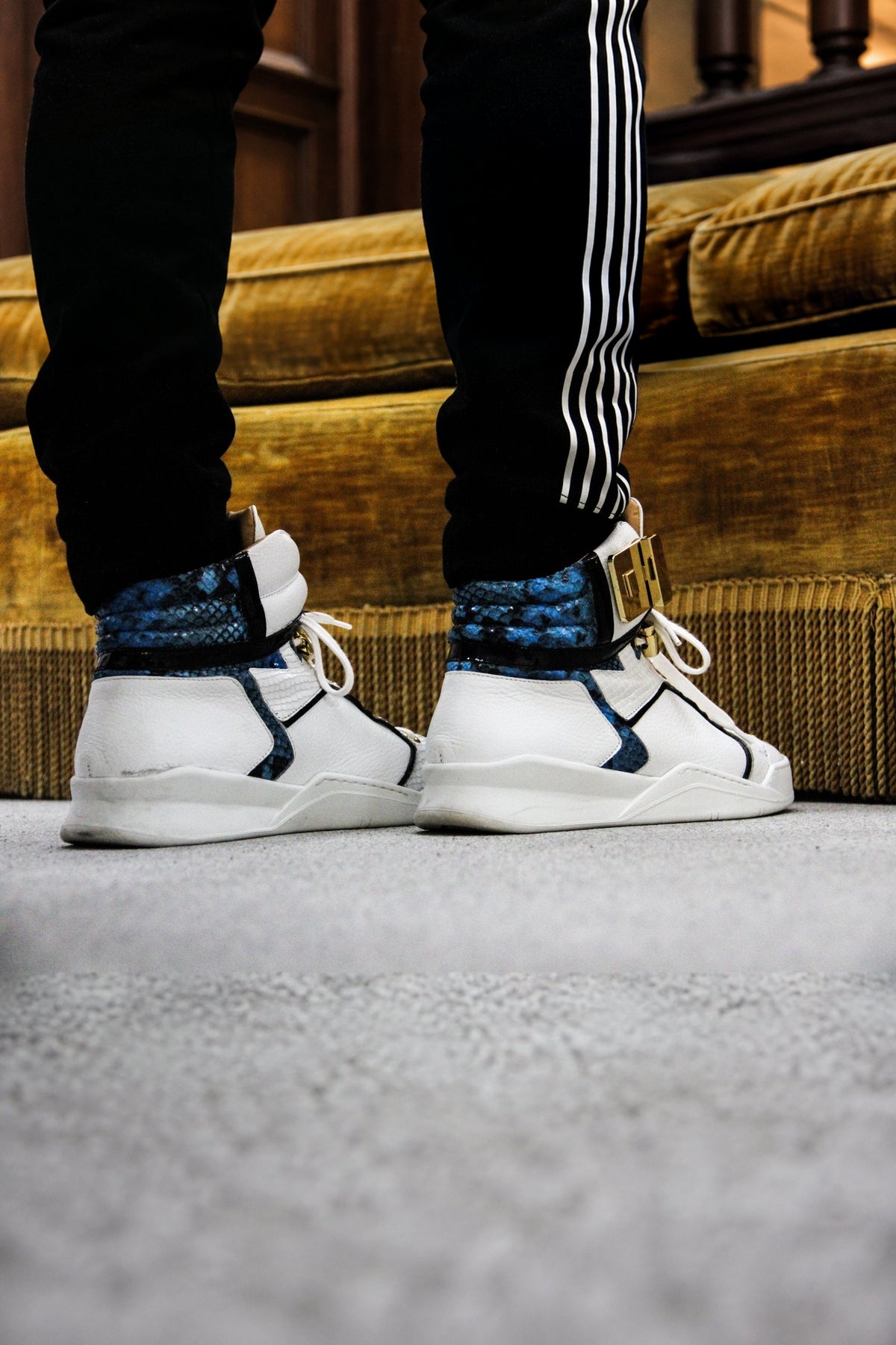 Black Soul White | Blue | Leather | Limited Edition - Giuliano Galiano | Handcrafted Luxury Sneakers Made In Italy