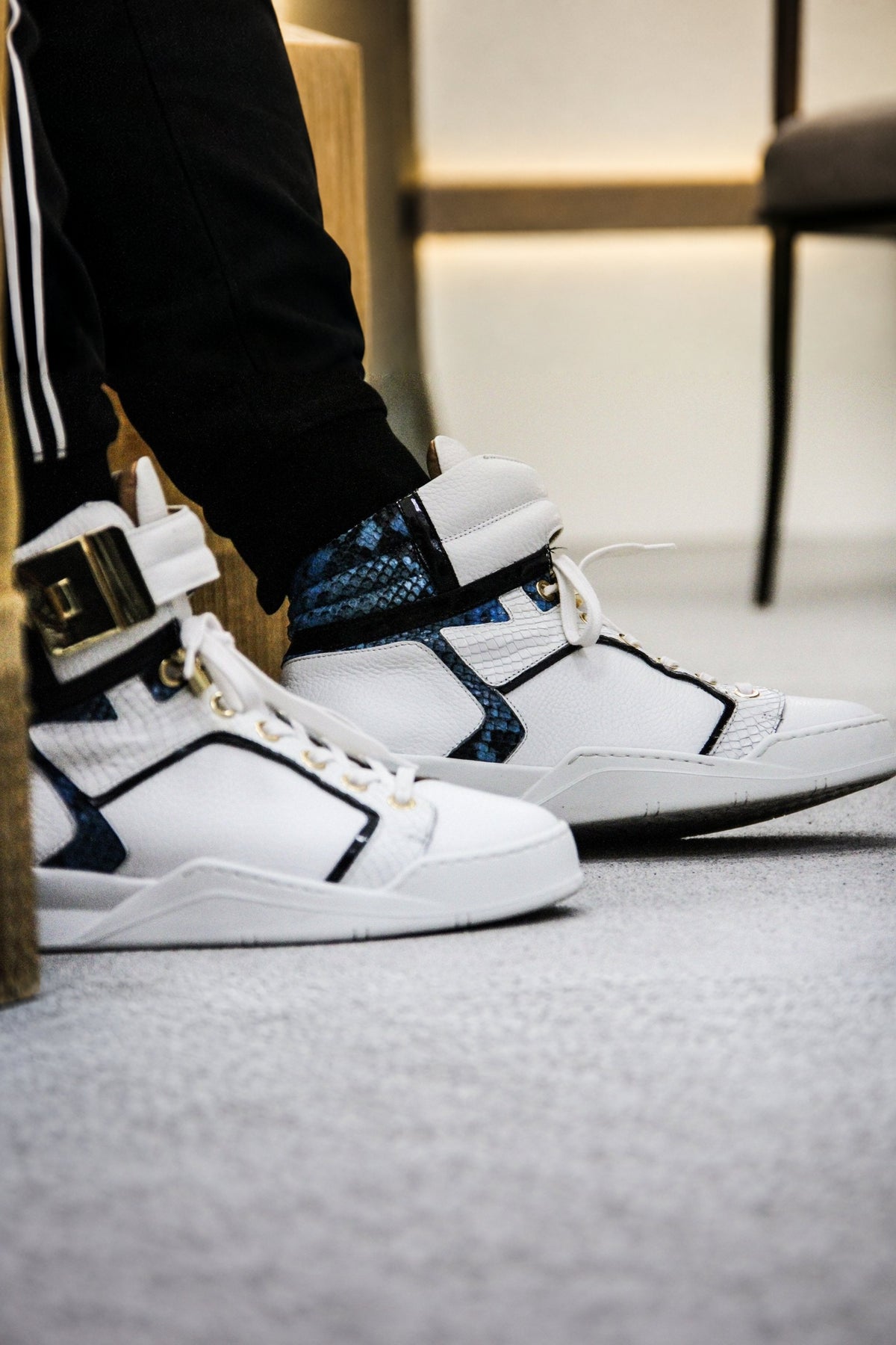 Black Soul White | Blue | Leather | Limited Edition - Giuliano Galiano | Handcrafted Luxury Sneakers Made In Italy