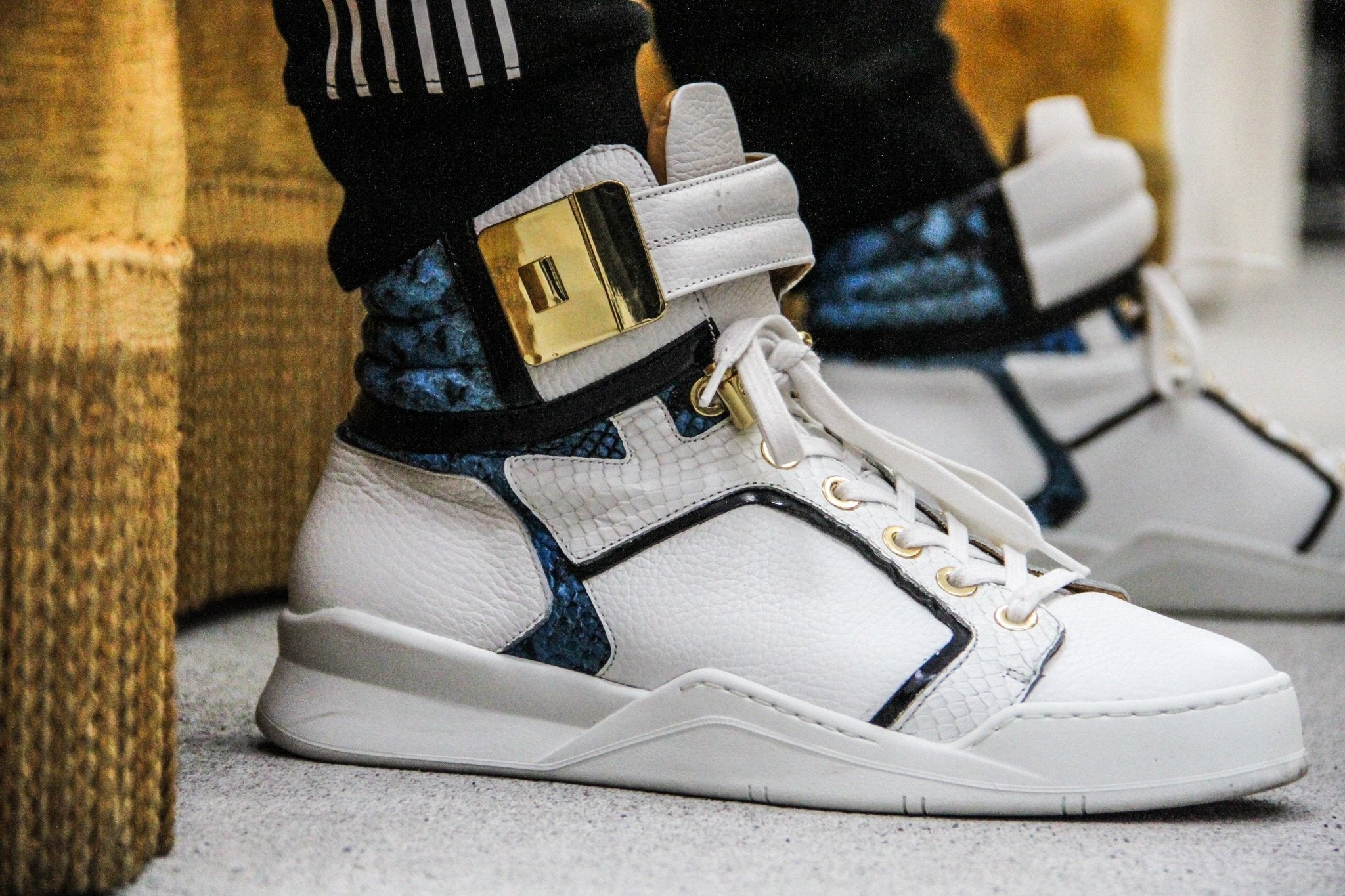 Black Soul White | Blue | Leather | Limited Edition - Giuliano Galiano | Handcrafted Luxury Sneakers Made In Italy