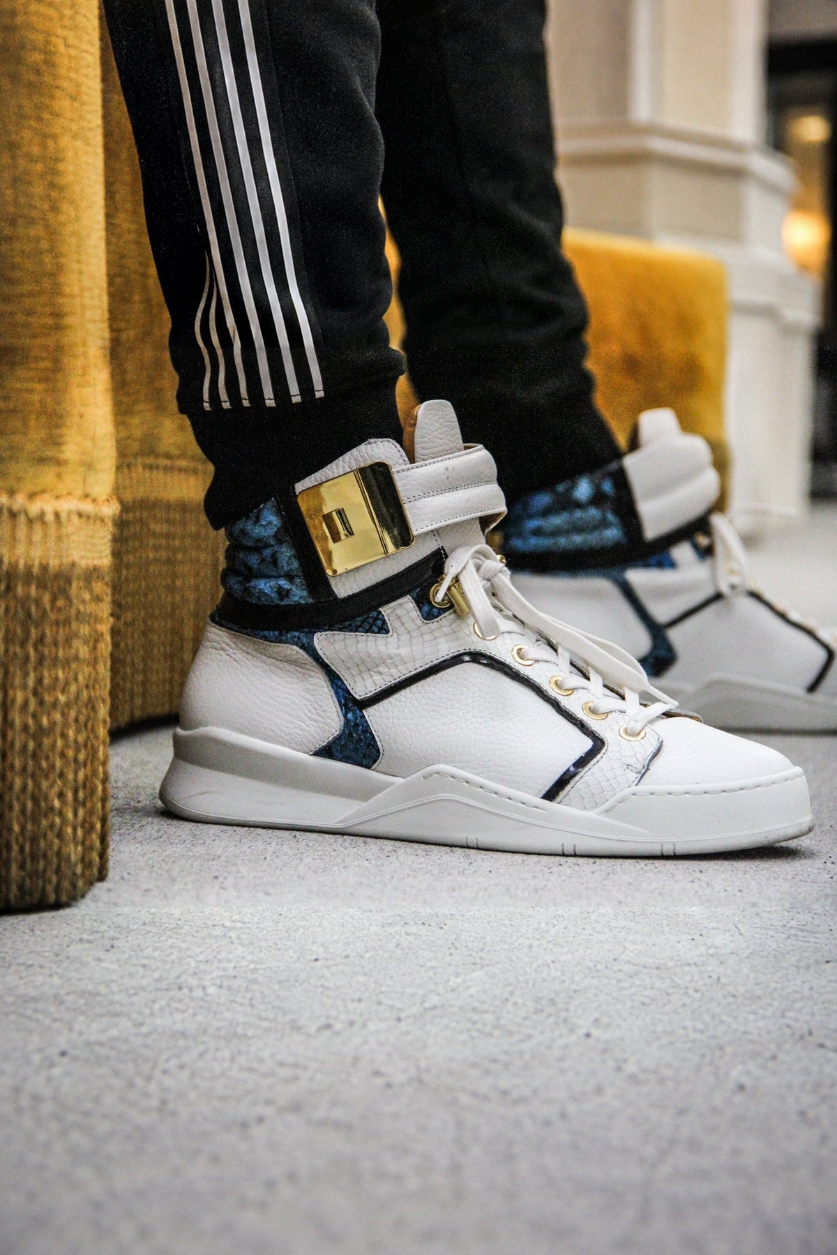Black Soul White | Blue | Leather | Limited Edition - Giuliano Galiano | Handcrafted Luxury Sneakers Made In Italy