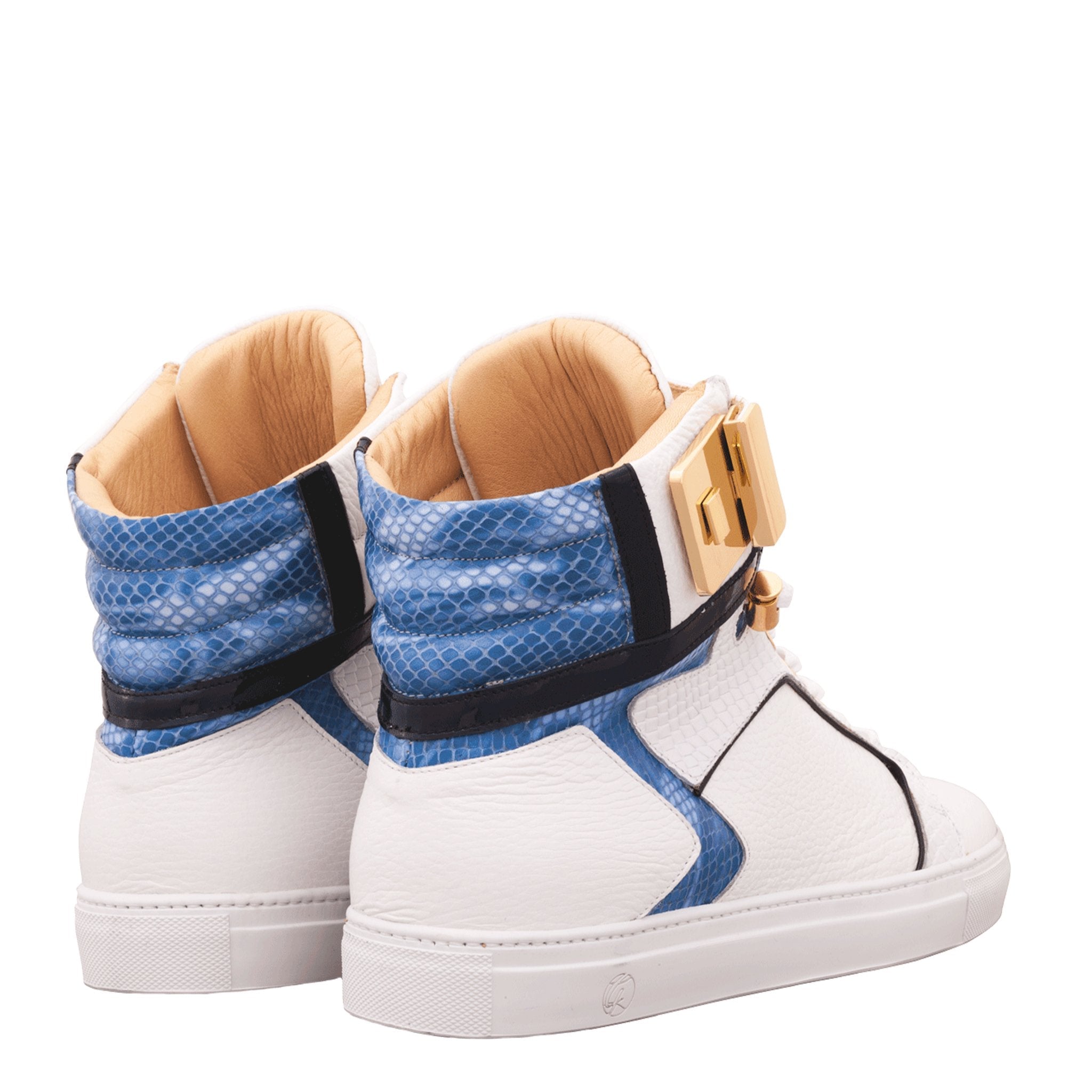 Black Soul White | Blue | Leather | Limited Edition - Giuliano Galiano | Handcrafted Luxury Sneakers Made In Italy