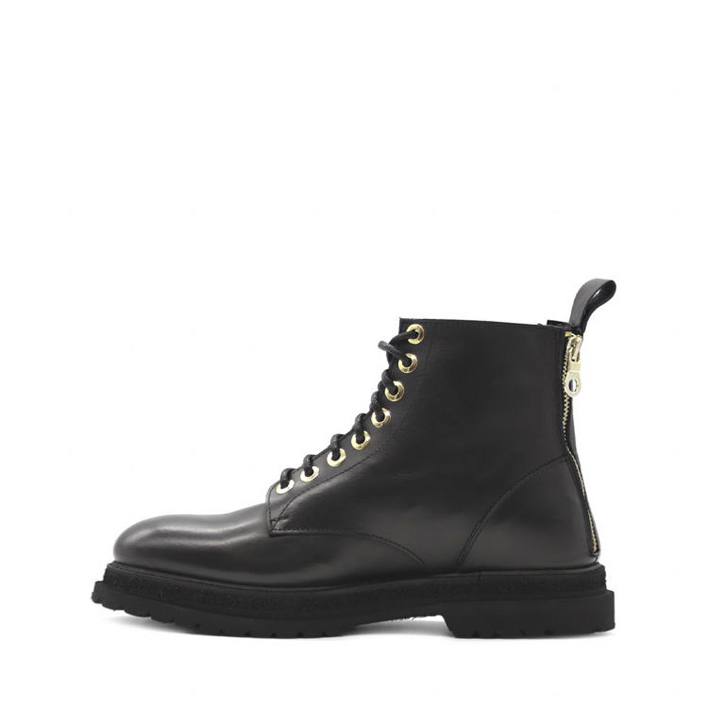 Bottes de la cheville | Multi-zip | Cuir noir