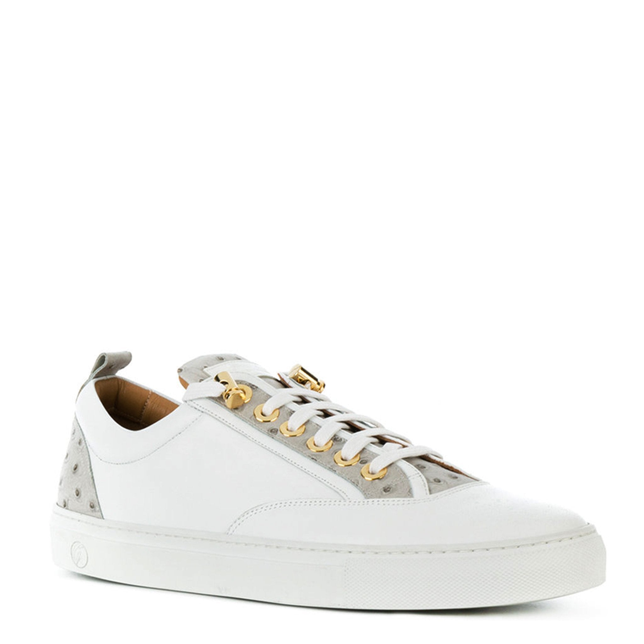 Caviar Low White | White | Ostrich | Limited Edition - Giuliano Galiano | Handcrafted Luxury Sneakers Made In Italy