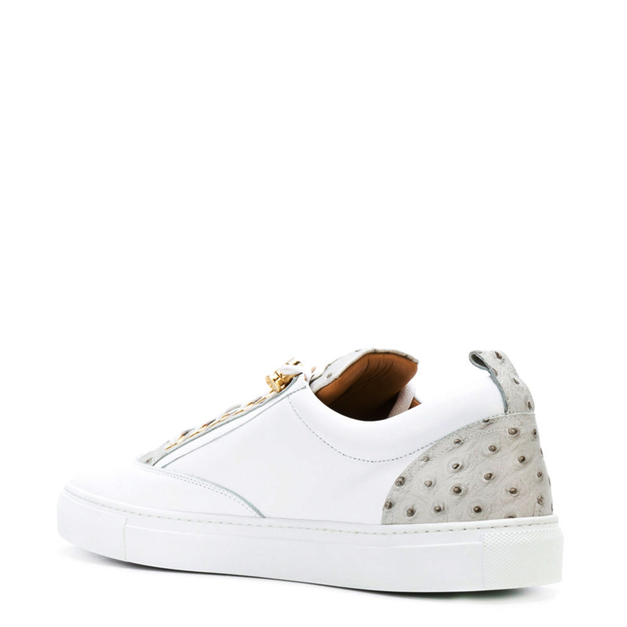 Caviar Low White | White | Ostrich | Limited Edition - Giuliano Galiano | Handcrafted Luxury Sneakers Made In Italy