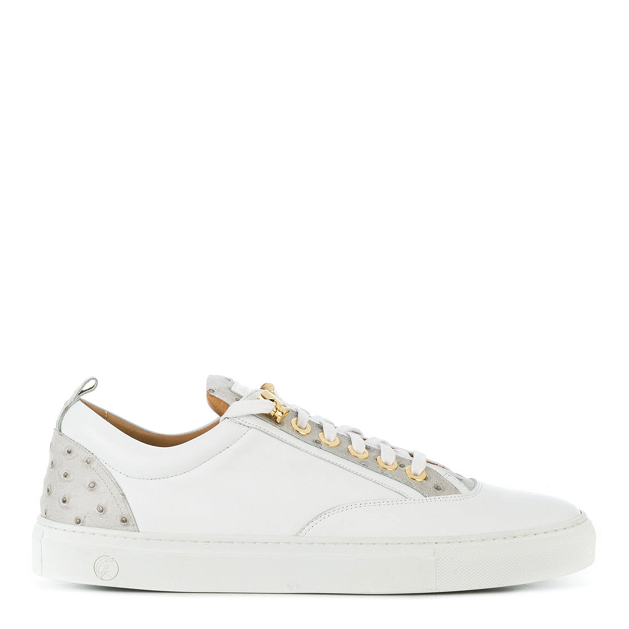 Caviar Low White | White | Ostrich | Limited Edition - Giuliano Galiano | Handcrafted Luxury Sneakers Made In Italy