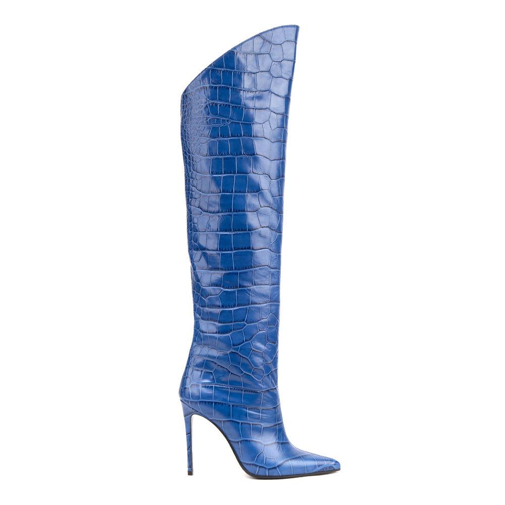 Stivali Elise | Blau | Pelle Stampa Coccodrillo