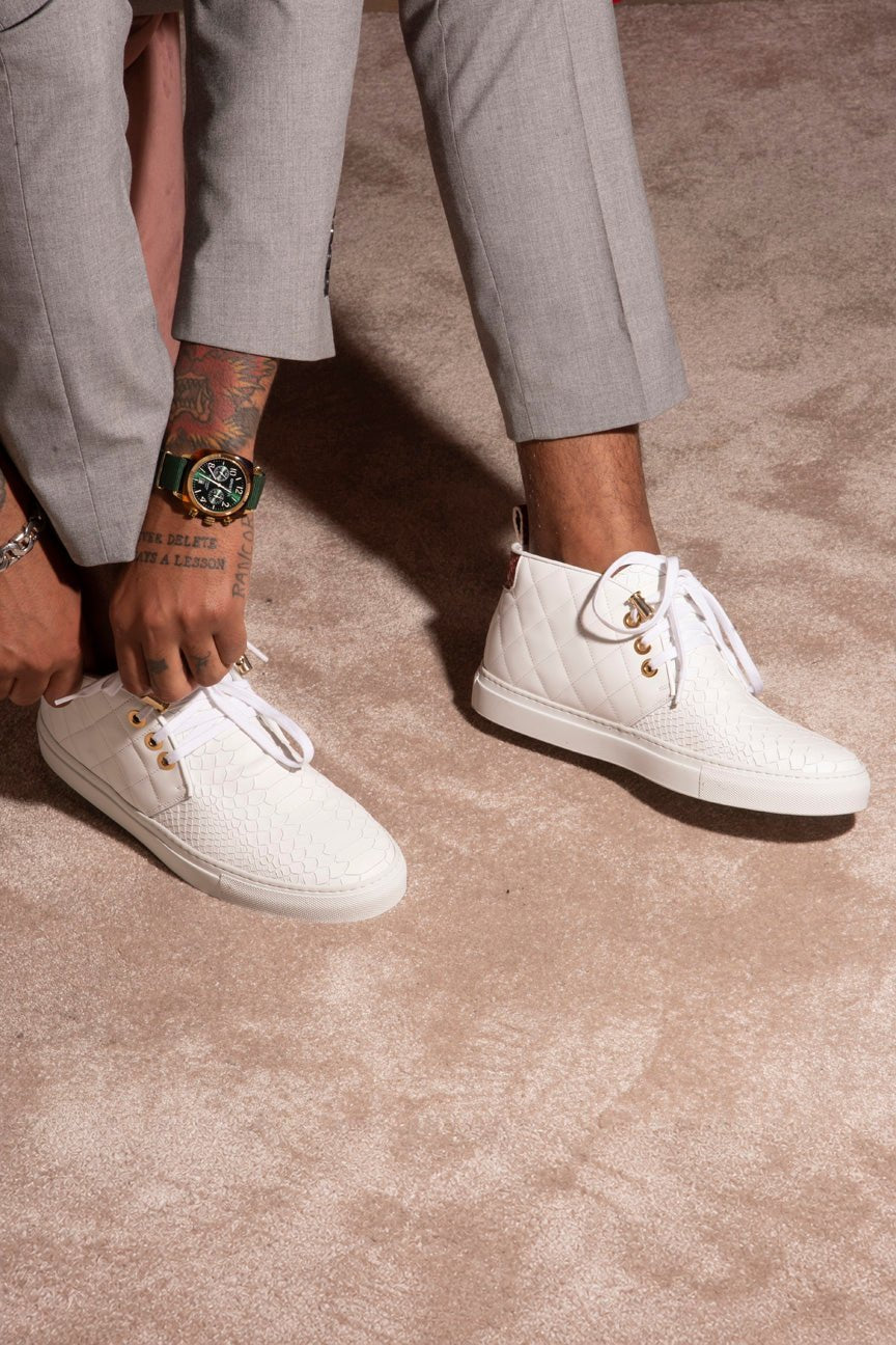 Day Dream White | Grey | Leather | Limited Edition - Giuliano Galiano | Handcrafted Luxury Sneakers Made In Italy