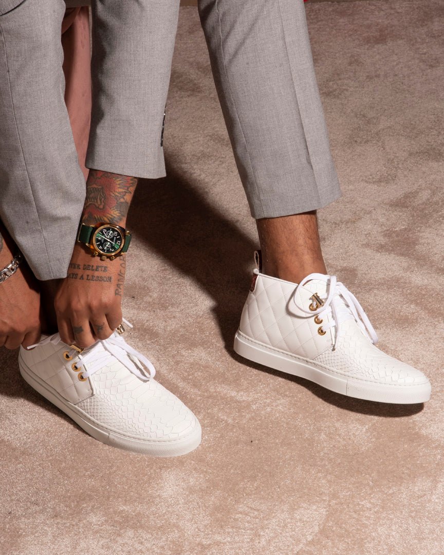 Day Dream White | Red | Python | Limited Edition - Giuliano Galiano | Handcrafted Luxury Sneakers Made In Italy