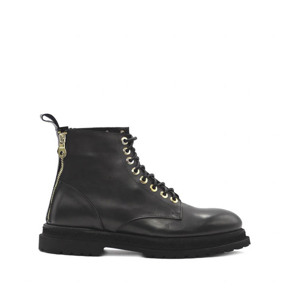 Bottes de la cheville | Multi-zip | Cuir noir