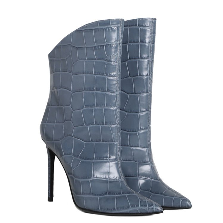 Elise Boots | Petrolio | Croc Style | Woman - Giuliano Galiano | Handcrafted Luxury Sneakers Made In Italy