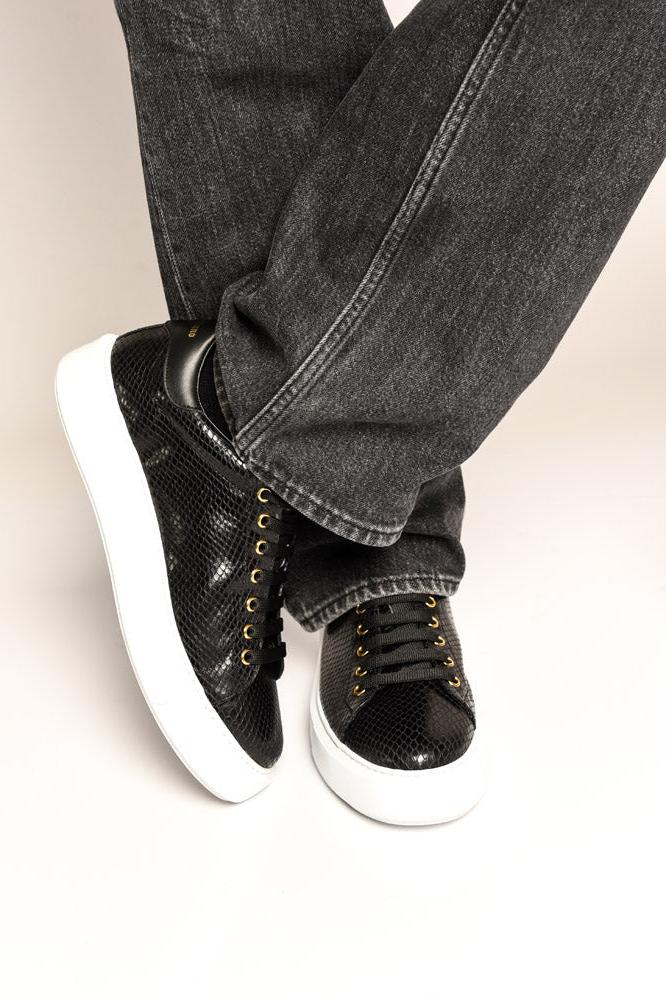 Fire | Black Python Style | Limited Edition - Giuliano Galiano | Handcrafted Luxury Sneakers Made In Italy