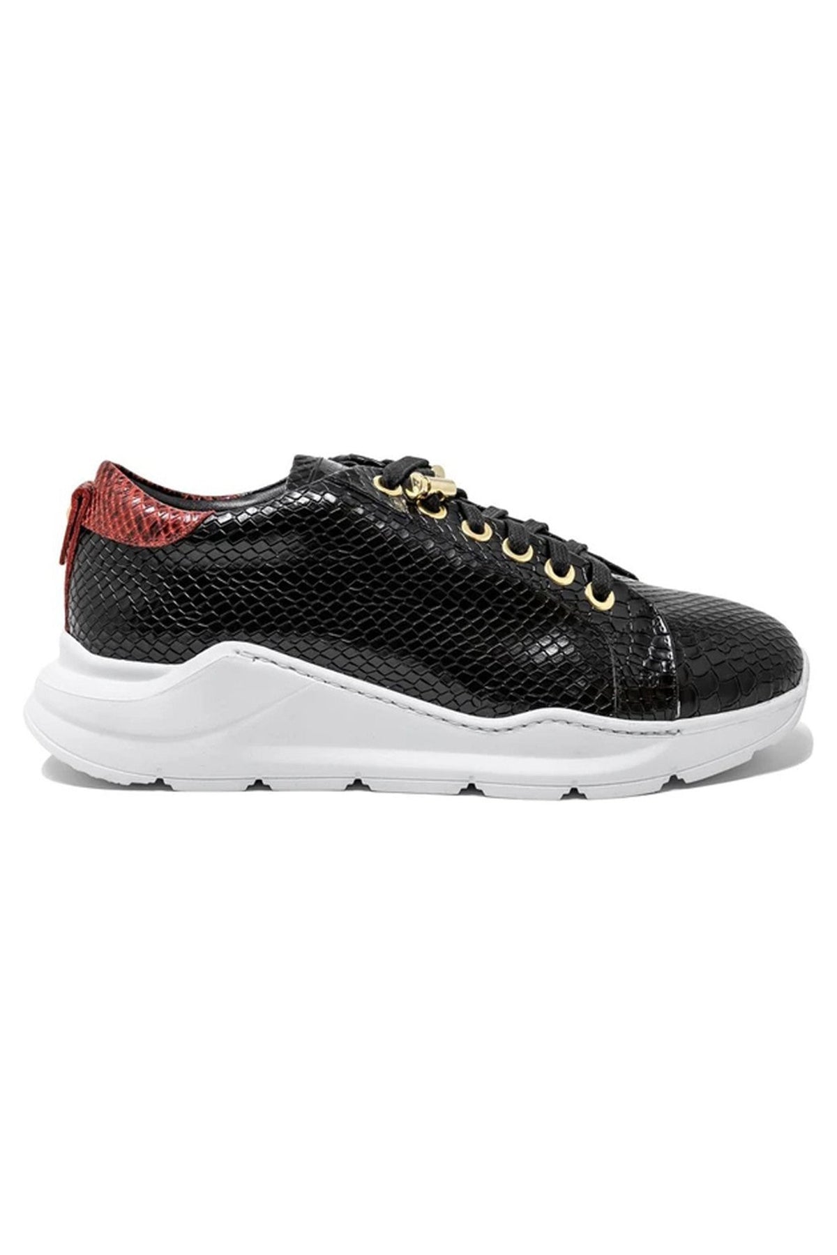 Fire Low Black | Red Python | Limited Edition - Giuliano Galiano | Handcrafted Luxury Sneakers Made In Italy